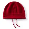 Novo chapéu de inverno feminino de cashmere com renda delicada, quente e resistente ao frio, simples, macio, versátil, chapéu com cordão, chapéu para clima frio ao ar livre