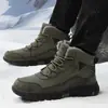 Botas de nieve antideslizantes para senderismo transfronterizo de talla grande para hombre, zapatillas gruesas con forro polar, botas altas de algodón cálidas, resistentes al frío e impermeables para hombre.