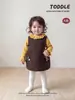 Conjunto de Dos Piezas Otoño Estilo Retro para Bebé Niña Vestido Chaleco con Lazo Infantil Suéter con Cuello de Volantes Conjunto de Dos Piezas Conjunto para Niñas