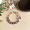 Cuentas Redondas de Amatista Natural, Perlas, Citrino Amarillo, Piedra Natal que Atrae Riqueza y Cambia la Fortuna para Mujeres, Pulsera de Múltiples Gemas, Nuevo Estilo de Verano