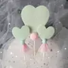 Tarjeta de amor fiesta creativa decoración de pastel de cumpleaños inserto tarjeta dorada en forma de corazón boda mesa de postres enchufe