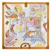 Pañuelo de Seda Estampado de Barco 'Cabalgando las Olas' 90X90Cm Moda Femenina Elegante Decorativo Versátil Chal Pañuelo de Seda Genuina