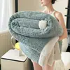 Manta dupla face de fleece multifuncional de camada única para uso doméstico, cor sólida, design simples, adequada para sofá, cochilo e ar condicionado do escritório