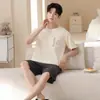 Pijama de pareja para un hombre y una mujer, verano, algodón puro, dulce y lindo, manga corta, camisón holgado, ropa de casa 100% algodón para verano