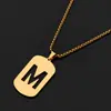 Collar de Acero Inoxidable Dorado con 26 Letras para Hombre, Cadena de Perlas de 60 cm, Color Duradero, Joyería al por Mayor, Collar de Acero de Titanio