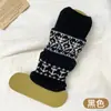 Polainas Fair Isle Floco de Neve Retrô Femininas Outono Inverno Quentes Meias de Tricô de Natal Meilade Fonte de Café Personalização