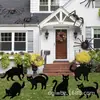 Conjunto de 6 Peças de Decorações de Gato Preto Halloween Exterior Gramado Pátio Jardim Horror Silhueta de Gato de Plástico Placas
