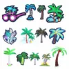 Adesivos de tecido bordados de coqueiro boutique atacado pequena árvore patches para roupas patch acessório de vestuário patch bordado parte traseira adesiva
