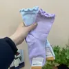 Calcetines de Algodón para Mujer de Primavera Temprana Color Sólido con Volantes de Longitud Media Importados de Dongdaemun Kikiya Corea Venta al por Mayor