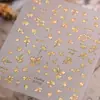 Pegatinas Doradas Trendy de Ginkgo para Uñas Color Oro Otoñal con Adhesivo Posterior, Calcomanías Retro Doradas en Relieve de Hoja de Ginkgo para Uñas Portátiles