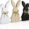 Conejo de Madera de Pascua Estilo Lindo, Decoración Popular de Escritorio, Adorno de Bandeja en Capas para Decoración del Hogar