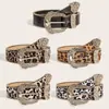 Cinturón Estampado de Leopardo para Mujer, Cinturón Decorativo Estilo Ins Retro Americano, Cinturón de Subcultura, Cinturón de Cintura Vintage de Moda, Hecho a Medida