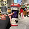 Termo de Pikachu y Gengar de Pokémon, Taza de Agua de Dibujos Animados de Aspecto Elegante con Popote, Botella de Agua Portátil para Estudiantes, Hombres y Mujeres