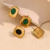 Pendientes Ins de Moda Europea y Americana Retro Elegantes Personalizados de Acero Inoxidable Chapado en Oro de 18K Geométricos Hexagonales Tipo Escudo para Mujer
