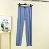 Pantalones Casuales Cómodos Nuevos de Verano de Modal, Pantalones de Dormir de Modal con Bloques de Color y Volantes, Pantalones Cropped Sueltos de Tallas Grandes