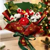 Ramo de Flores Artificiales Navideño Transfronterizo, Ramo de Flores de Hilo Puro Hecho a Mano, Ramo Terminado para Decoración del Hogar Navideño