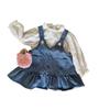 Vestido Camisa de Mezclilla con Bolsillos y Tirantes para Niñas, Estilo Nuevo de Otoño, para Niñas Pequeñas y Niños Pequeños, Vestido de Moda Coreana