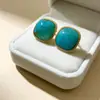 Novos Brincos Quadrados com Esmalte de Gotejamento Estilo Chinês, Elegantes, Modernos, Simples e Estilosos, Brincos de Luxo Leve e High-End para Atacado
