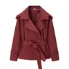 2026 nuevo ZA AliExpress más vendido estilo europeo y americano de color liso para mujer, chaqueta corta, gabardina