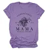 Camiseta Casual Europeia e Americana Homeschool Pr 22 6 Mama Transfronteiriça Verão Gola Redonda Manga Curta Tops Prontos para Mulheres