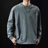 Camiseta masculina de manga comprida americana de algodão pesado 250g com lavagem de areia, solta, plus size, retrô, grossa, maré
