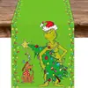 Bandera de Mesa Monstruo Peludo Verde de Navidad Grinch Producto Nuevo Transfronterizo Mantel Impreso Personaje de Película Temática Navideña Venta al por Mayor