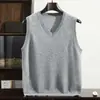 Cachemira 2026 Otoño e Invierno Nuevo Suéter de Punto con Cuello en V para Hombre Capa Base de Punto para Hombre de Mediana Edad Casual de Negocios Top Cálido sin Mangas