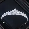 Suministro Directo de Fábrica Cristal Ojo de Caballo Hoja Corona de Novia Aleación Coreana Tocado de Pasarela Corona para Vestido de Novia Venta al por Mayor
