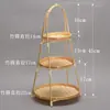 Cesta de Lanches e Frutas Trançada em Bambu, Suporte para Exposição de Bolos, Cesta de Armazenamento Multicamadas Feita à Mão, Decoração Criativa de Cesta de Bambu