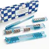 Amazon Mahjong Régua de Empurrar Conjunto de Caixa de Presente de Quatro Suportes de Mahjong Portáteis Antiderrapantes com Régua de Empurrar Suportes de Mahjong Transparentes