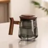 Taza de té con separación de té y agua, taza de vidrio para el hogar, mini taza para dumplings, taza de té de flores para la oficina, taza para calentar café