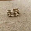 Anillo de Encaje con Diamantes Brillantes, Diseño Minimalista Vintage Hueco, Estilo de Lujo Ligero, Socialité de Nicho, Dulce Estilo Francés, Lleno de Diamantes, Sensación de Alta Gama