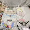 Gola falsa de renda com laço estilo coreano para pet, babador de renda, acessório xadrez para cachorro, babador para gato, cachecol para buldogue francês