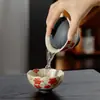 Dinastías Tang y Song Glaseado de Caramelo Flor de Ciruelo Azul y Roja Pintada a Mano Estilo Antiguo Cerámica para el Hogar Gaiwan Juego de Té Kung Fu Taza de Té del Erudito