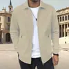 2026 Nova Jaqueta Cardigan Masculina de Primavera e Outono com Bolso com Zíper Gola Reversível Cor Sólida Casual Slim Fit