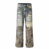 Moda Americana Retrô de Rua Nicho Costura Camuflagem Jeans Weilar Marca de Moda Masculina e Feminina Design com Senso de Alto Padrão Calças Retas