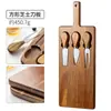 Tabla de quesos de madera de acacia, cuchillo para queso, tabla para mantequilla y queso, tabla de cortar de madera, tabla para pan y filete, juego de cuchillos para queso