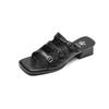 Moda Europea y Americana Zapatos sin Cordones de Tira Fina Punta Cuadrada Hermosos de Punta Abierta Tacón Medio para Mujer para Usar Sandalias y Chanclas de Moda Casual