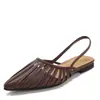 Sandalias de Punta Caladas Nuevo Vintage Rayadas de Punta con Tira Trasera Planas Verano Zapatos Romanos H3308-8