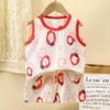 Traje de chaleco para niños, traje de top sin mangas de verano para niños coreanos, pantalones cortos finos de dibujos animados para niñas, ropa para niños