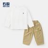 Conjunto de Duas Peças Roupas Infantis Meninos Europeus Outono Camiseta de Manga Longa e Calça Casual Roupa Infantil Bebê Conjunto de Duas Peças Camiseta Básica Calça Longa