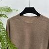Suéter de cachemira para mujer, 100% cachemira, cuello redondo, sin costuras, color sólido, suéter de fondo, suéter cálido de otoño e invierno.