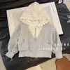 Conjunto de Ropa de Primavera para Niñas Nueva Chaqueta a la Moda Cárdigan de Encaje para Niños Conjunto de Sudadera con Capucha de Dos Piezas Primavera y Otoño