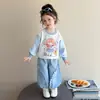 Conjunto de Ropa para Niña Otoño 2026 Nueva Moda Ropa de Otoño Infantil Sudadera Rayada de Dibujos Animados para Bebé Conjunto de Dos Piezas para Primavera y Otoño