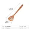 Juego de Cuchara y Espátula para Cocinar de Madera Maciza de Mango Largo Más Vendido Transfronterizo, Espátula Grande de Madera de Acacia Antiadherente para Sartén, Cuchara para Sopa, Cuchara para Arroz de Madera Maciza