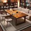 Escritorio largo para computadora de madera maciza, escritorio para el hogar, escritorio de estudio de oficina para dos personas, mesa grande para recepción, negociación y escritorio de escritura