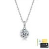 Collar de Plata de Ley S925 con Moissanita para Mujer Colgante Burbuja Redondo Engastado en Bisel Cadena Sencilla para Clavícula Stock de Fábrica Accesorios para Transmisión en Vivo