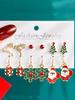 Conjunto navideño de pendientes navideños con diseño de campana y copo de nieve, con dibujos animados de aceite, alce y anciano, para mujer