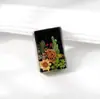 Marcador de livro de resina estilo floresta com flores reais e secas, presente criativo temático de floresta que brilha no escuro, ornamento de artesanato em resina