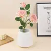 3 Cabeças de Rosa Artificiais com Bordas Queimadas, Buquê de Camélia de Seda em Cores de Outono Estilo Retro Nórdico para Decoração de Casamento